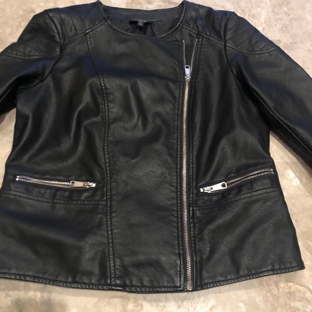 Faux Leather Bomber